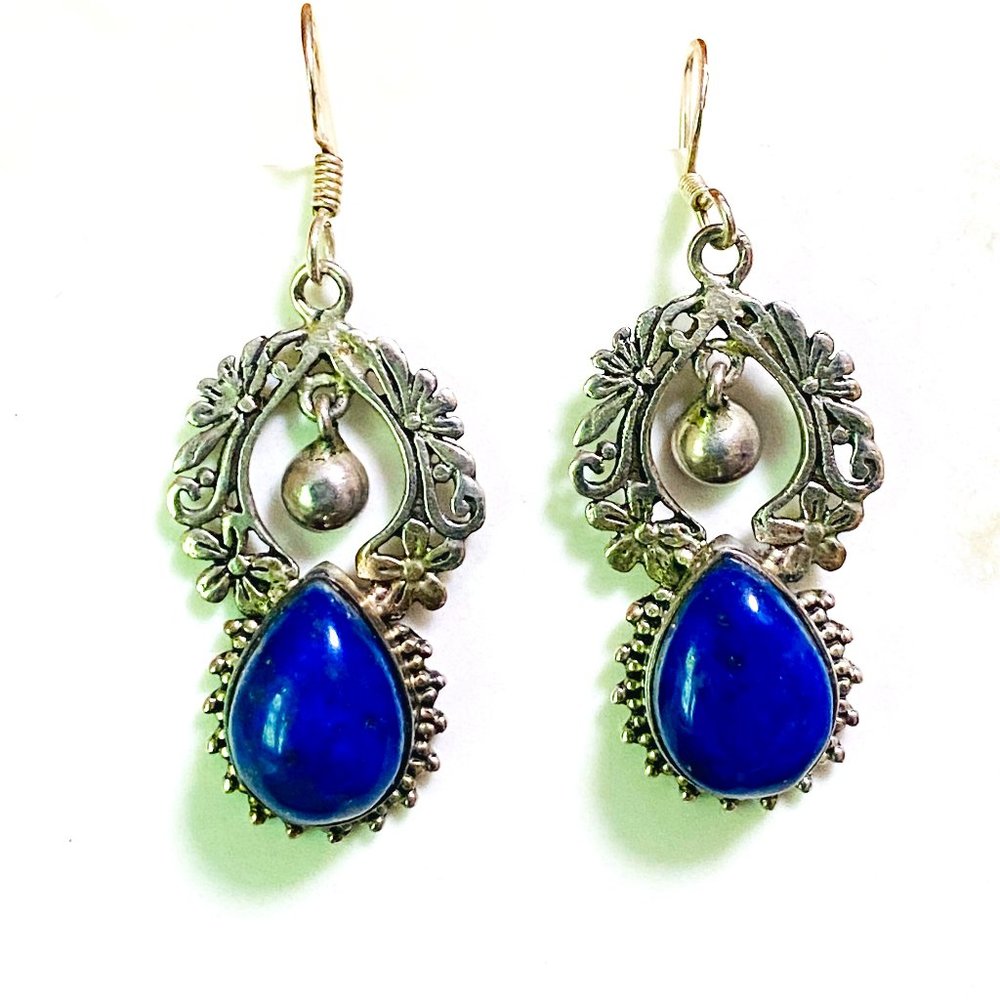 Sterling Silver Earrings with semi-precious stones (lapis lazuli)